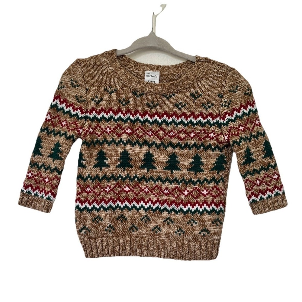 Carters Baby Christmas Sweater Tan 6months 100% Cotton